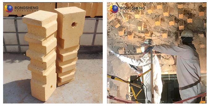 Công nghiệp lò treo lửa gạch Khả năng chống cú sốc nhiệt tuyệt vời Retractory cao nhôm gạch neo cho lò sưởi nóng 1