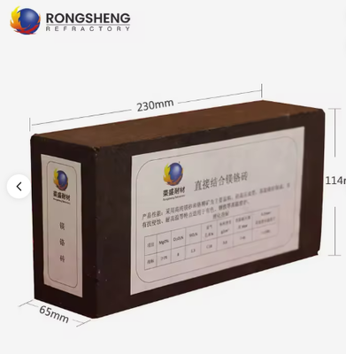 Gạch Magiê nhiệt độ cao Rongsheng 92 95 Gạch Magnesit MGO Lưu trữ nhiệt Gạch Magnesia chịu lửa 230x114x65mm