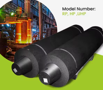 Điện cực graphite công suất cao với núm vú 700uhp Điện cực graphite tổng hợp để nóng thép Eaf lò cung điện