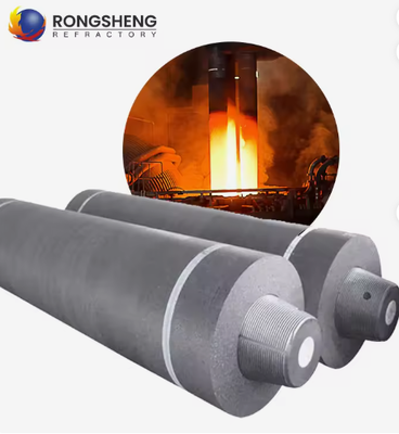 Điện cực graphite công suất cao với núm vú 700uhp Điện cực graphite tổng hợp để nóng thép Eaf lò cung điện