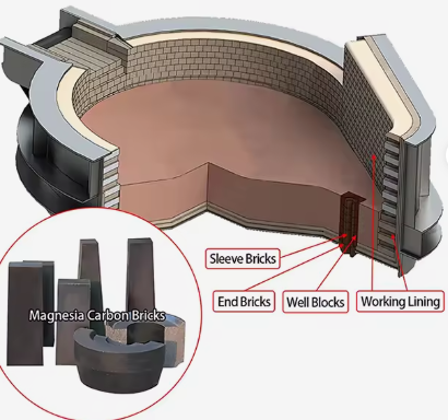 Gạch Magnesia Carbon Chịu Lửa Rongsheng Nhiệt Độ Cao 1800℃ Gạch Magnesi Carbon Cho Lò Hồ Quang Điện và Lò Chuyển Đổi