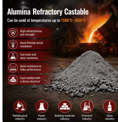 Alumina cao chịu lửa đúc bông cứng cao Monolithic chịu lửa cho lò công nghiệp lò và nhà máy thép